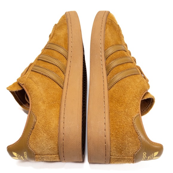 Adidas Campus Sneakers Mens 10.5 Amber Yellow Suede Low Top 3 Stripes Shoes - Picture 10 of 13